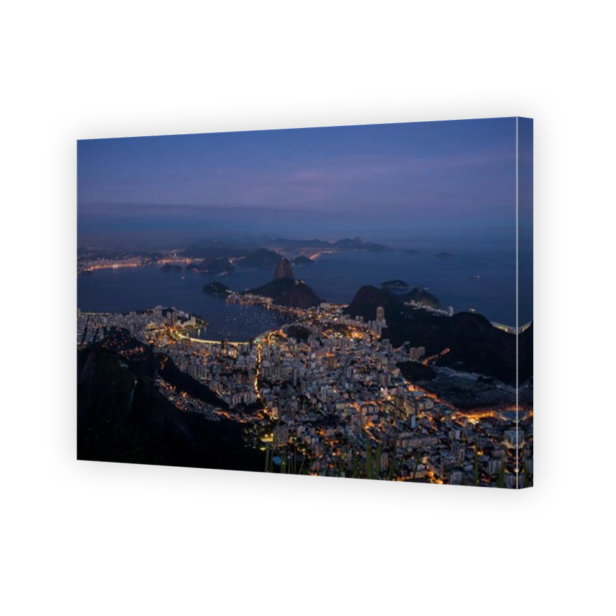 View from Cristo Redentor over Rio de Janeiro at night, Corcovado, Rio de Janeiro, Brazil, South America
