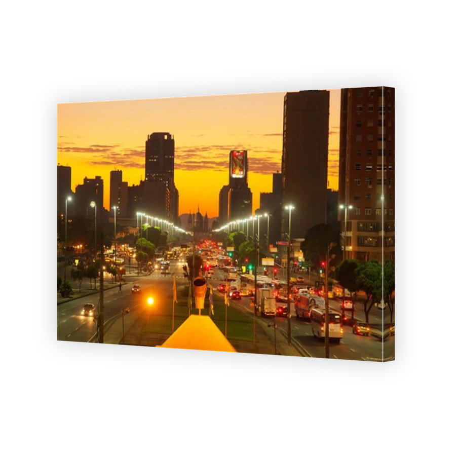 Sunrise as seen from Presidente Vargas Avenue, Rio de Janeiro, Brazil