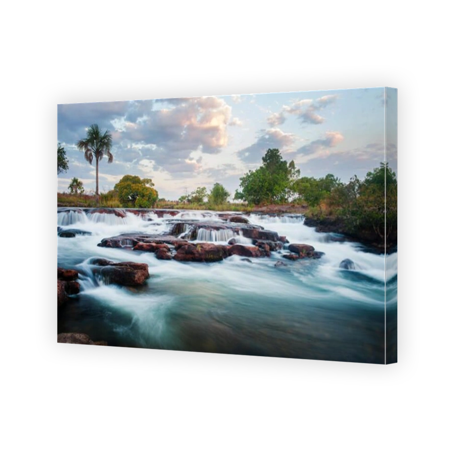 Small waterfall at Balsas River near Fumaça waterfall in the remote Tocantins estate, Brazil