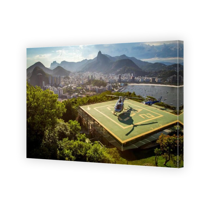 Helipad with helicopter in Rio de Janeiro, Brazil
