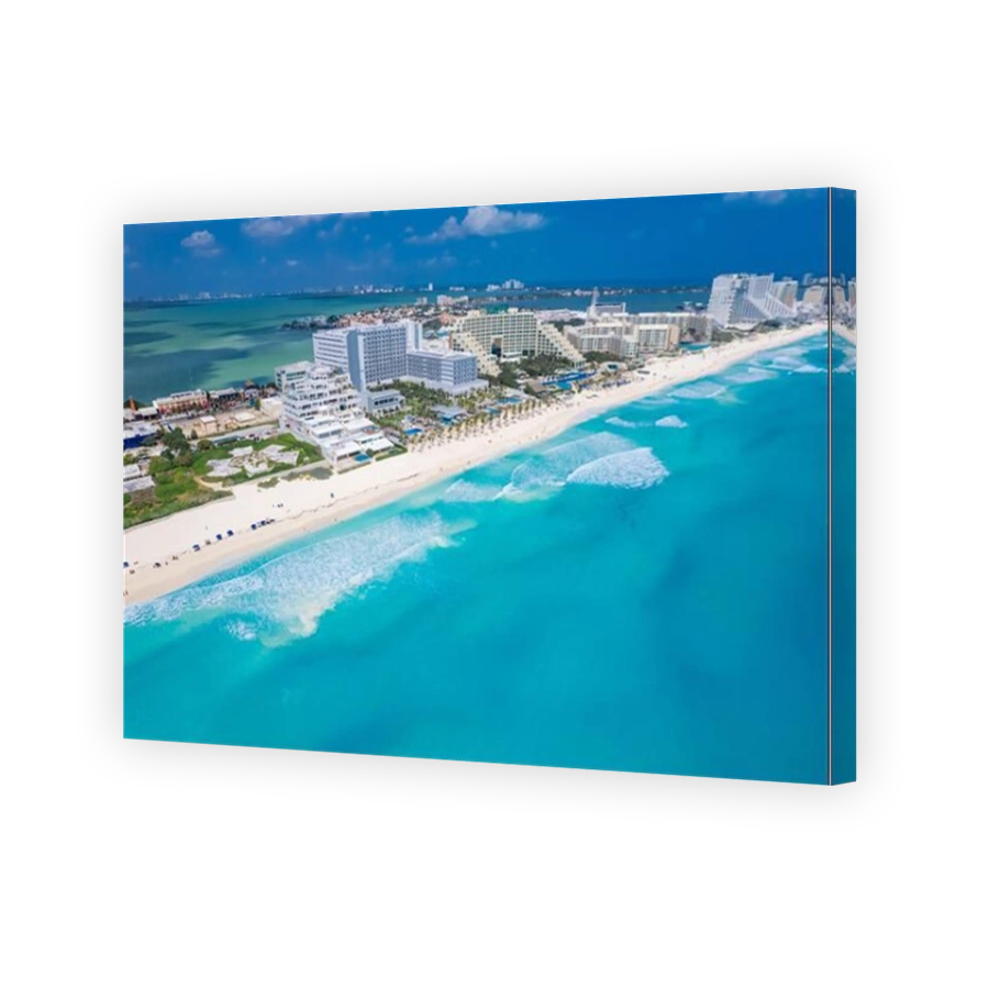 Drone view of Cancun Hotel Zone, Mexico