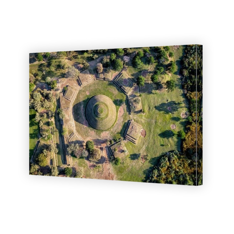 Aerial view of the Guachimontones, a pre-columbian archaeological site near Teuchitlan, Jalisco, Mexico.