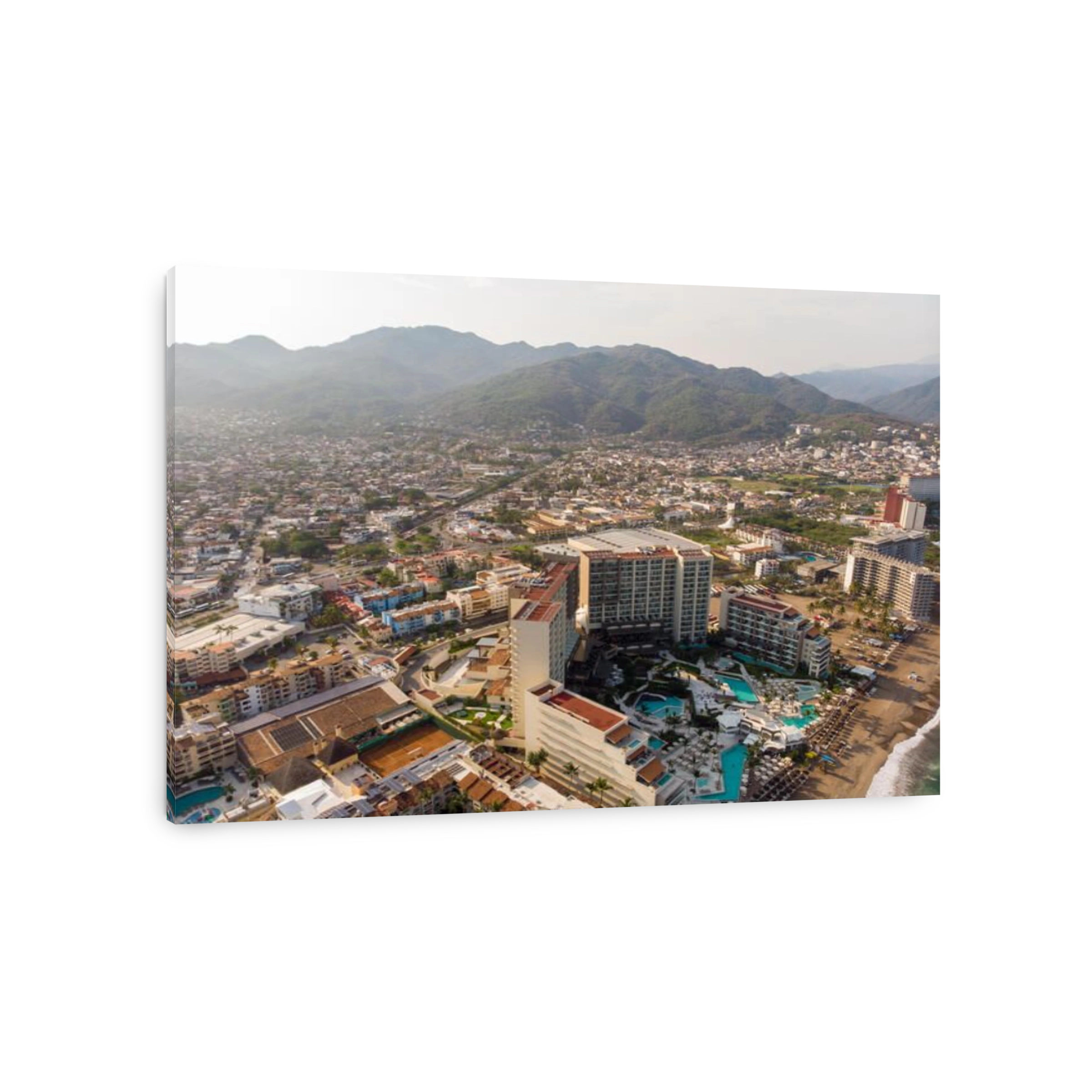 Aerial photos of the beautiful town of Puerto Vallarta in Mexico, the town is on the Pacific coast in the state known as Jalisco