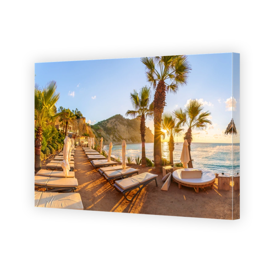 Sol d'en Serra beach at sunrise time, Ibiza