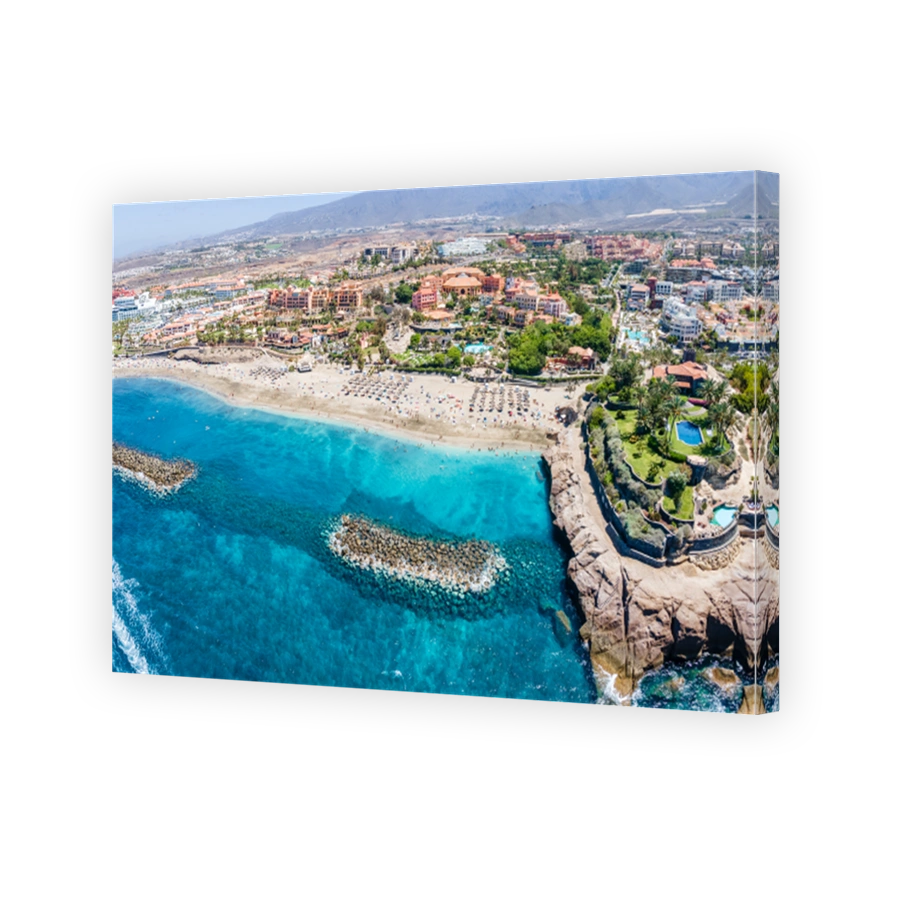Aerial view with El Duque beach at Costa Adeje