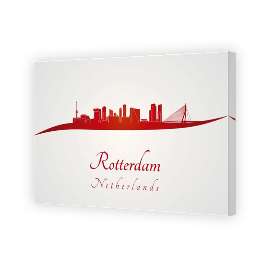 Rotterdam skyline in red and gray background