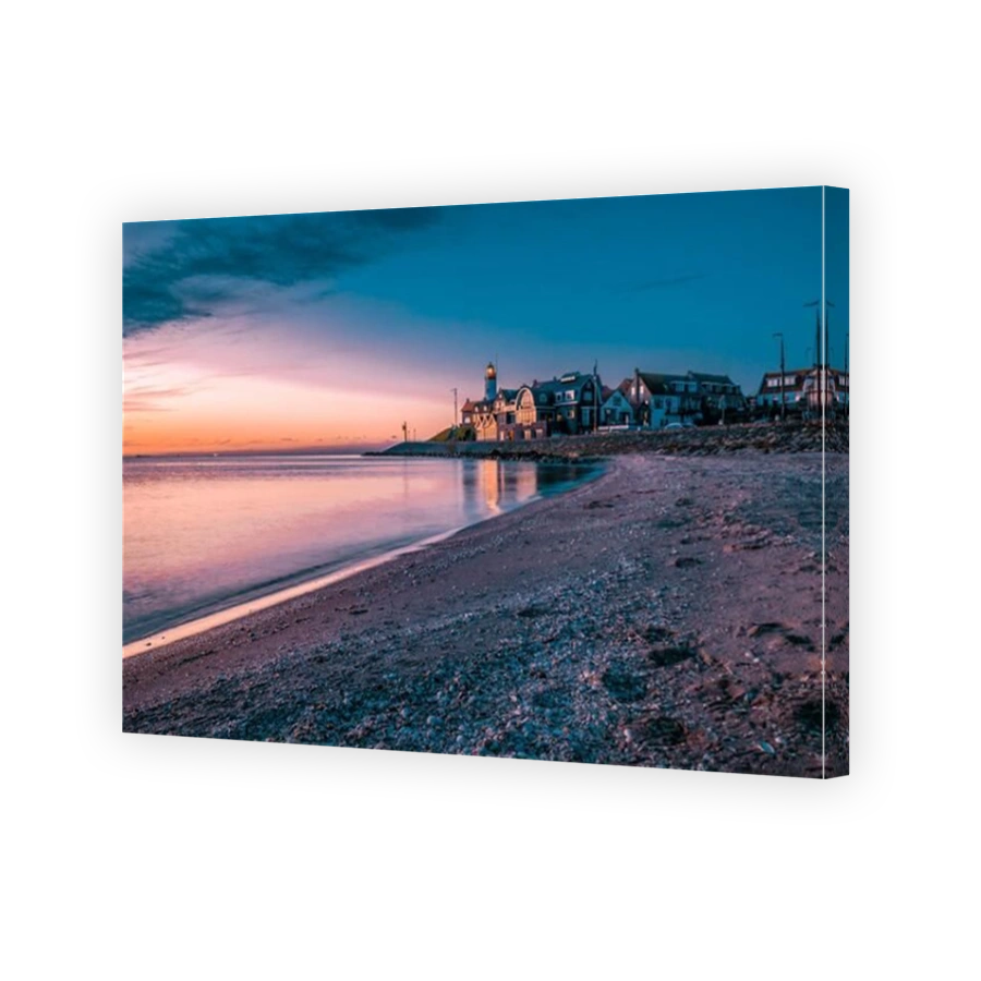Urk Netherlands Europe, sunrise at the harbor of the small fishing village Urk