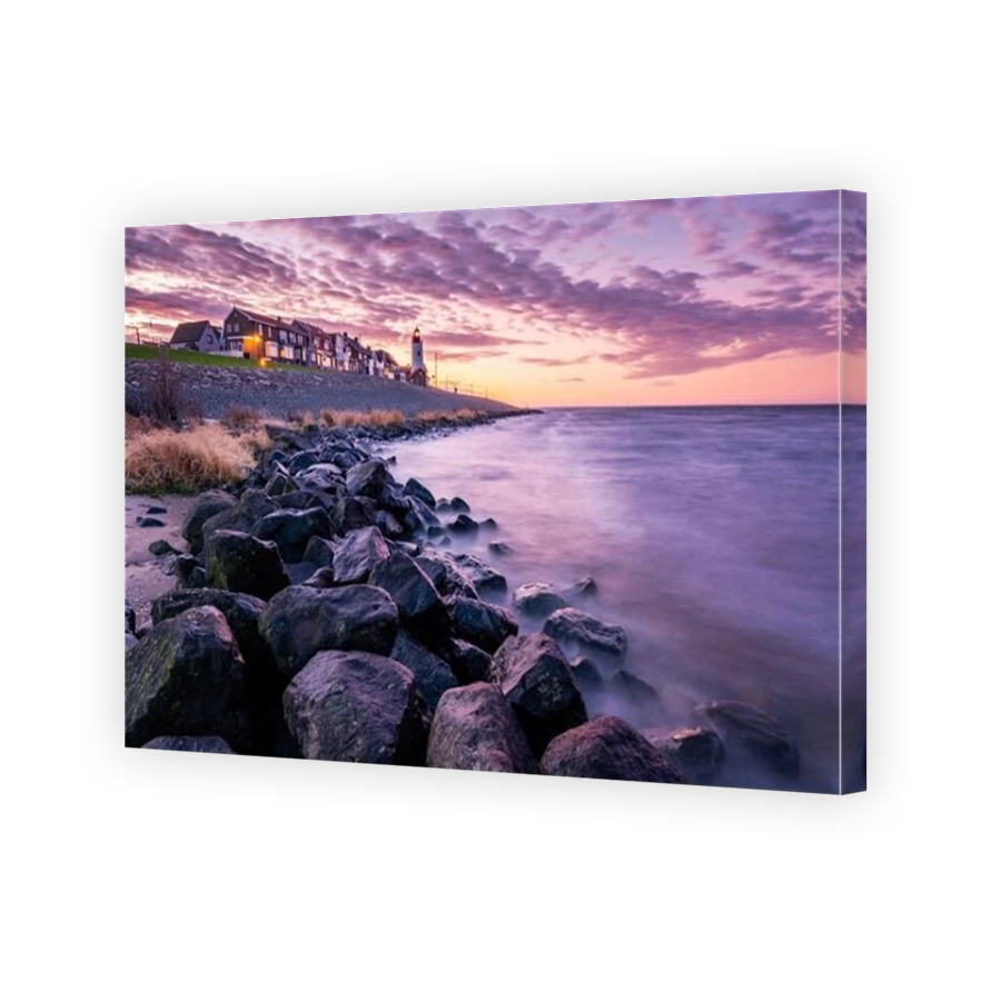 Urk Netherlands Europe, sunrise at the harbor of the small fishing village Urk