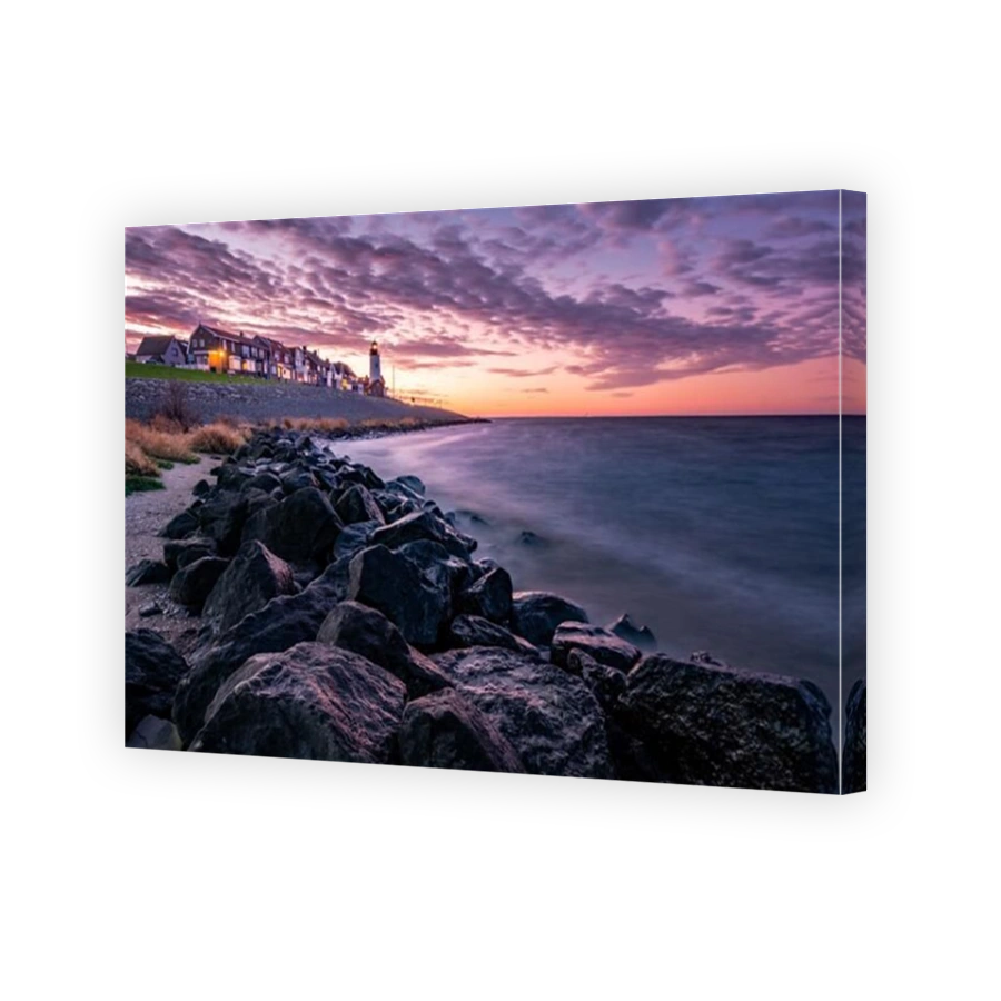 Urk Netherlands Europe, sunrise at the harbor of the small fishing village Urk