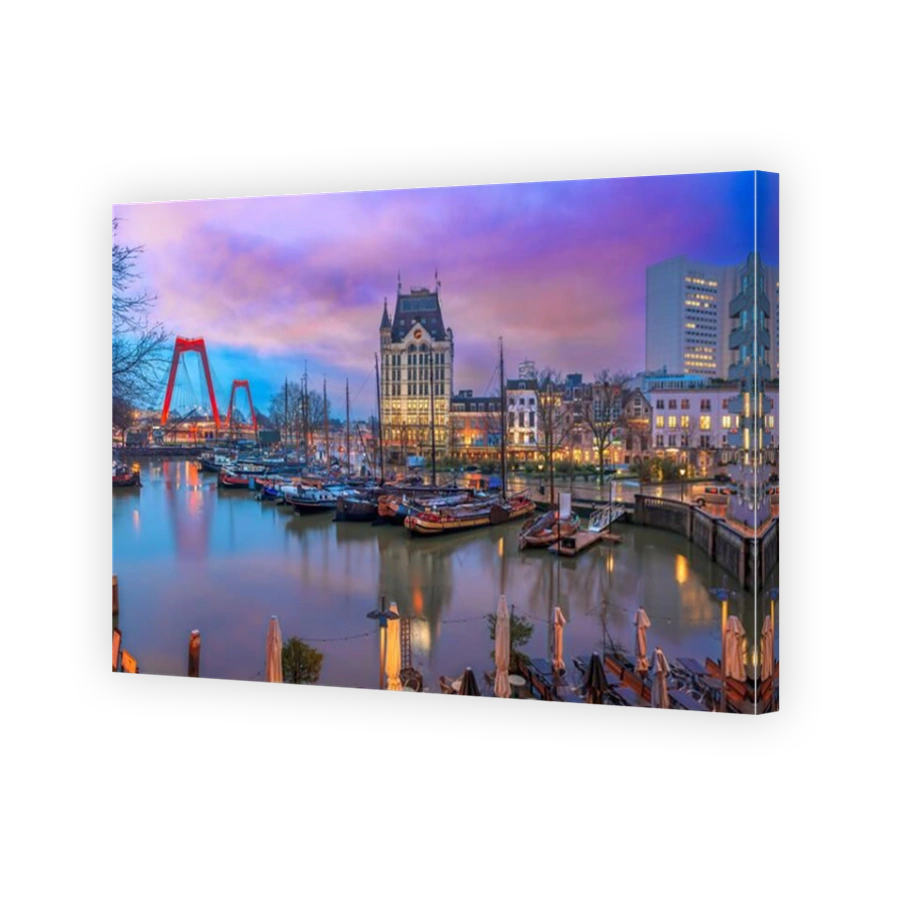 Rotterdam, Netherlands from Oude Haven Old Port at Twilight.