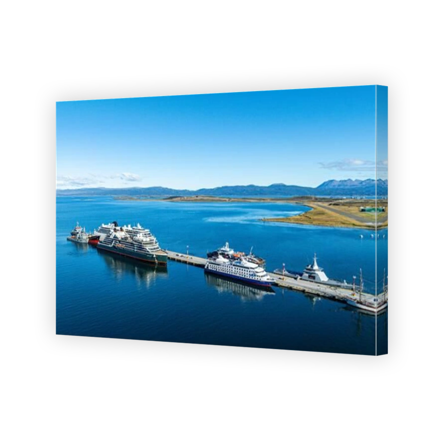 Aerial of Ushuaia, Beagle Channel, Tierra del Fuego, Argentina, South America