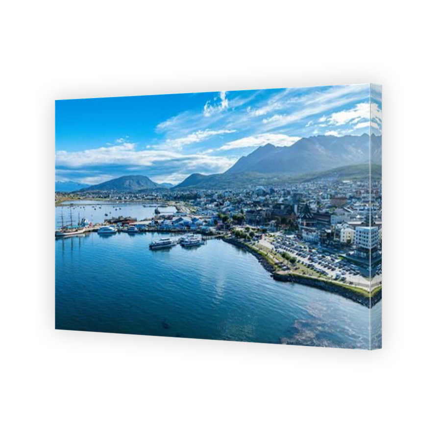 Aerial of Ushuaia, Beagle Channel, Tierra del Fuego, Argentina, South America