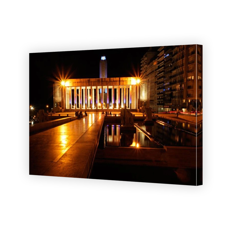 The historic flag monument in the city of Rosario, Argentina, at night