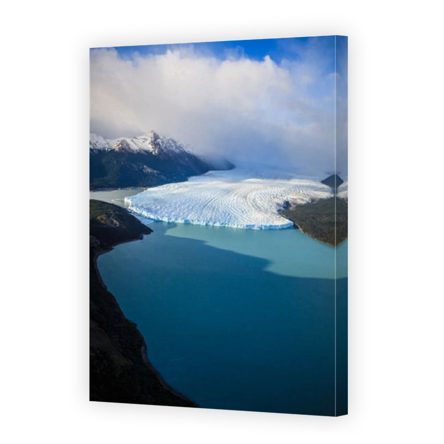 Aerial view of glacier in rural landscape, El Calafate, Patagonia, Argentina
