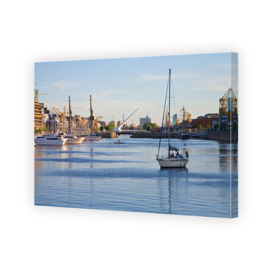 Yachting Near The Puente De La Mujer Bridge Of The Women Santiago Calatrava Dique 3 Puerto Madero Buenos Aires Argentina South