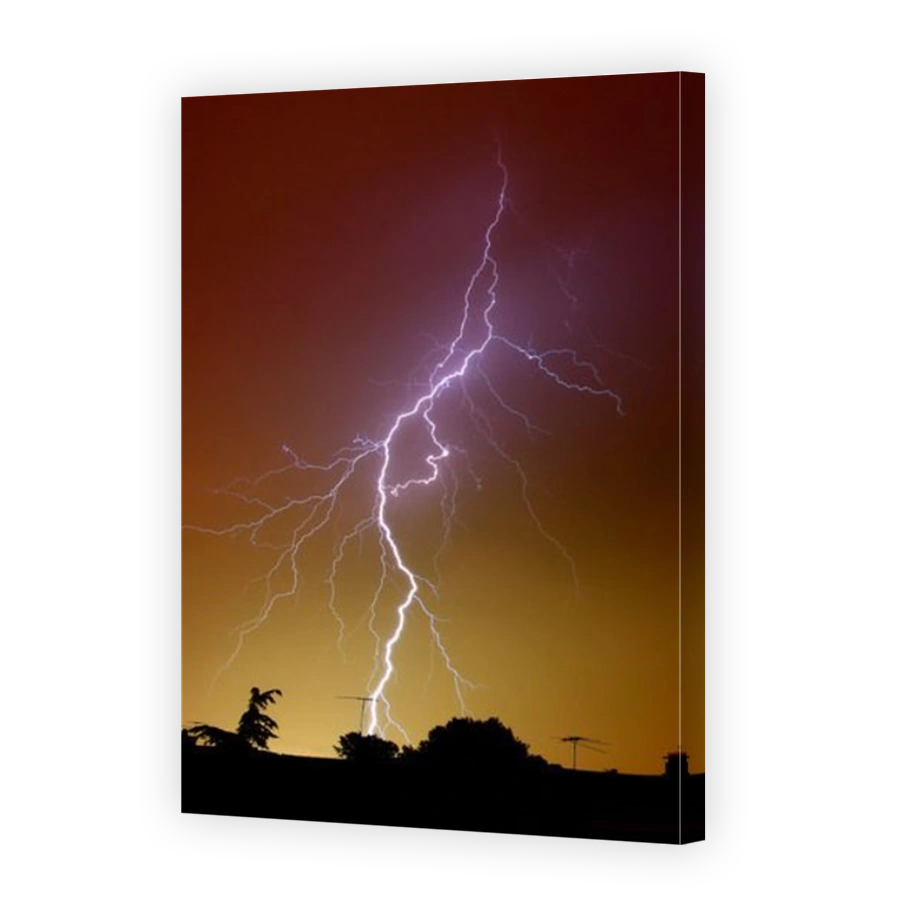 A bright bolt of lightning at the suburbs of Buenos Aires, Argentina.