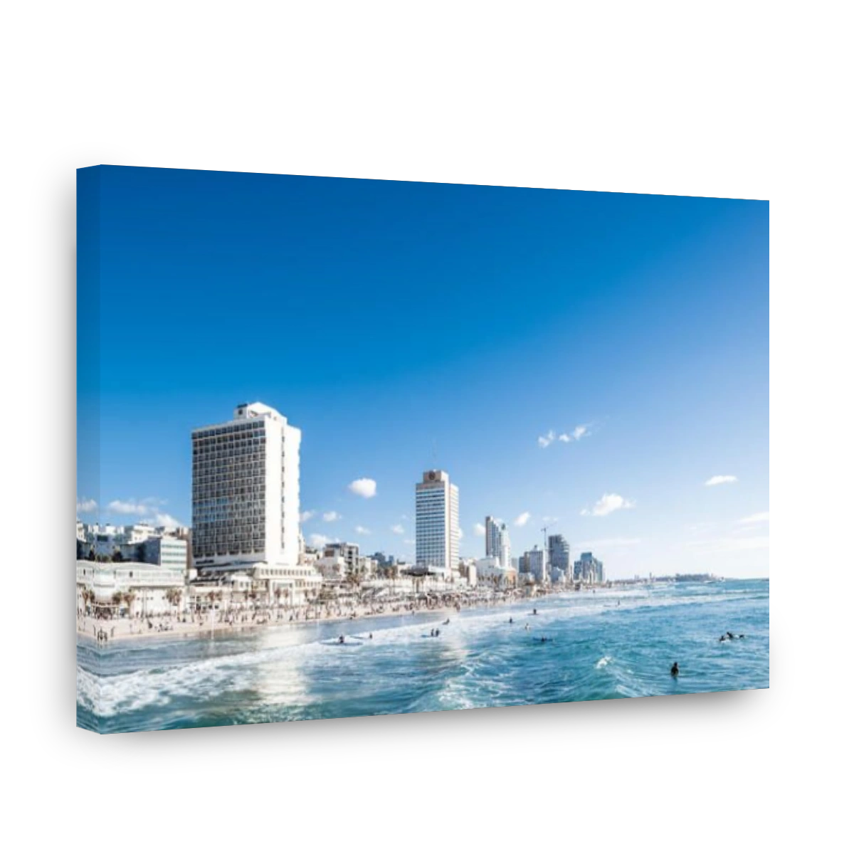 Israel, Tel Aviv - 10 March 2018: Skyline of Tel Aviv at the beach seen from the Marina