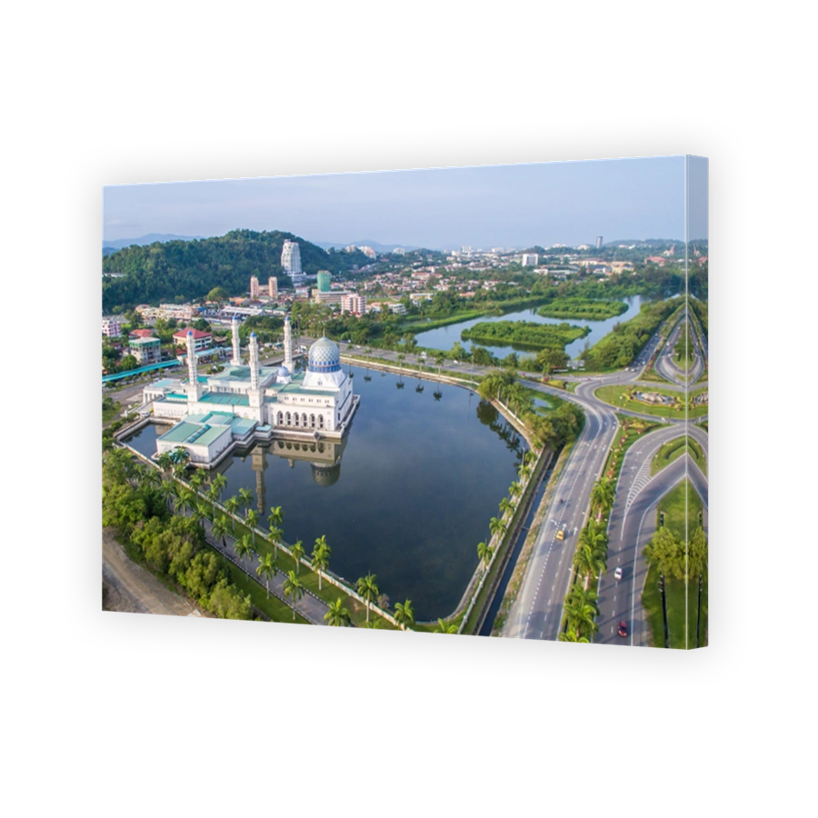 Aerial view of Kota Kinabalu City Floating Mosque