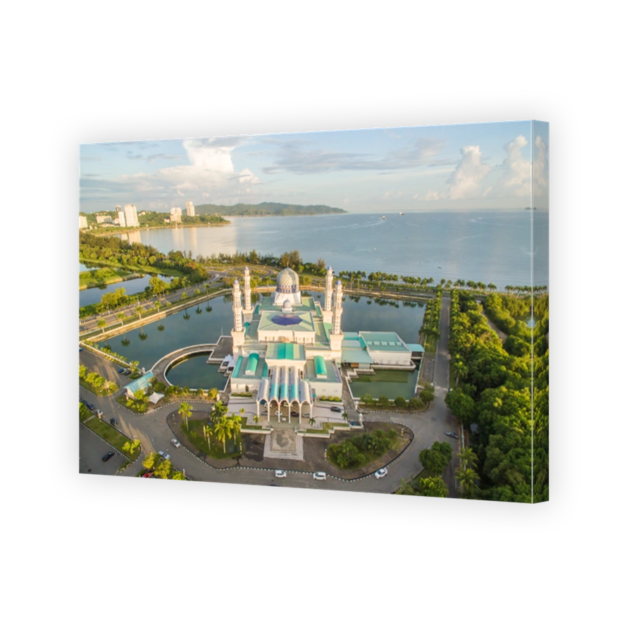 Aerial view of Kota Kinabalu City Floating Mosque, Sabah Borneo East Malaysia