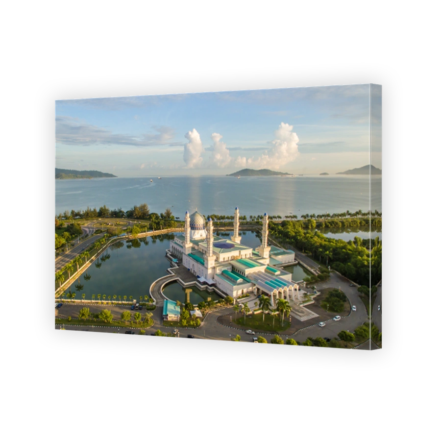 Aerial view of Kota Kinabalu City Floating Mosque