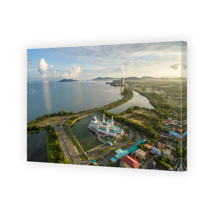 Aerial view of Kota Kinabalu City Floating Mosque
