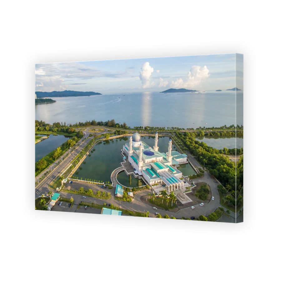 Aerial view of Kota Kinabalu City Floating Mosque