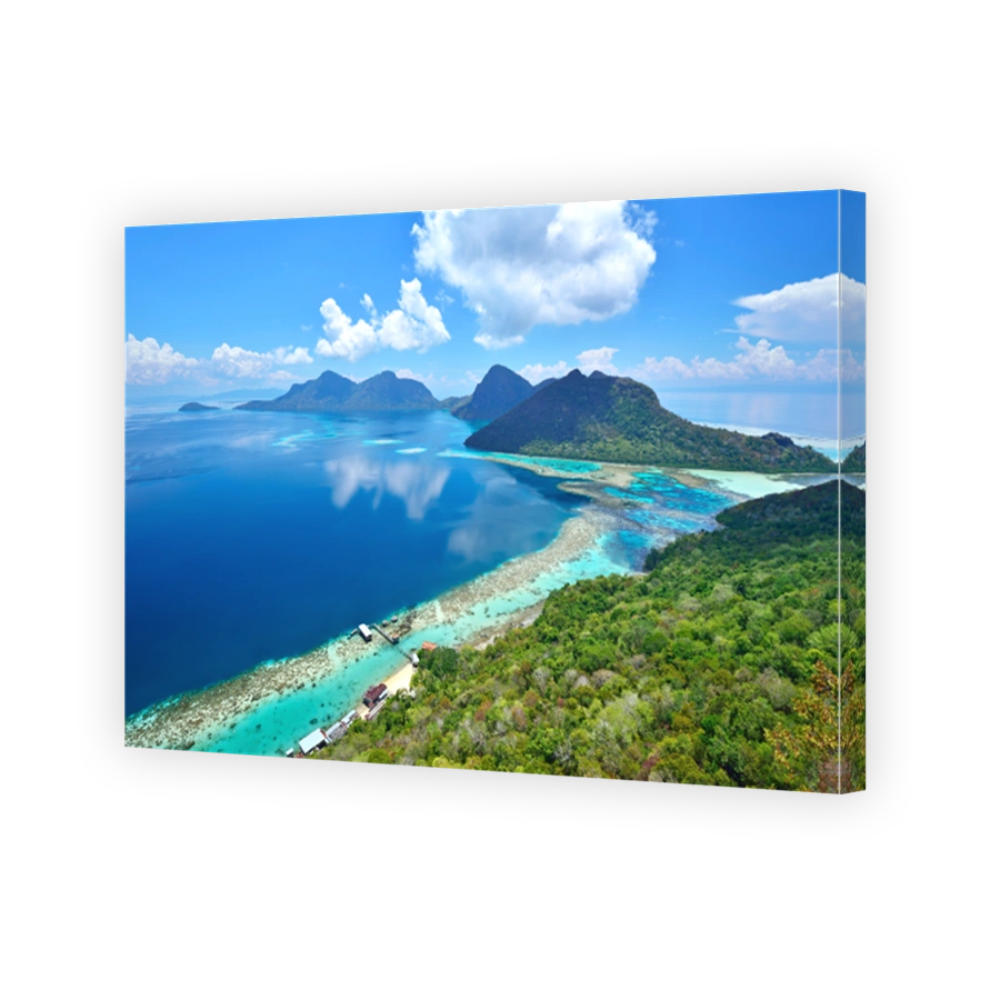 Aerial view of scenic tropical island, Bohey Dulang