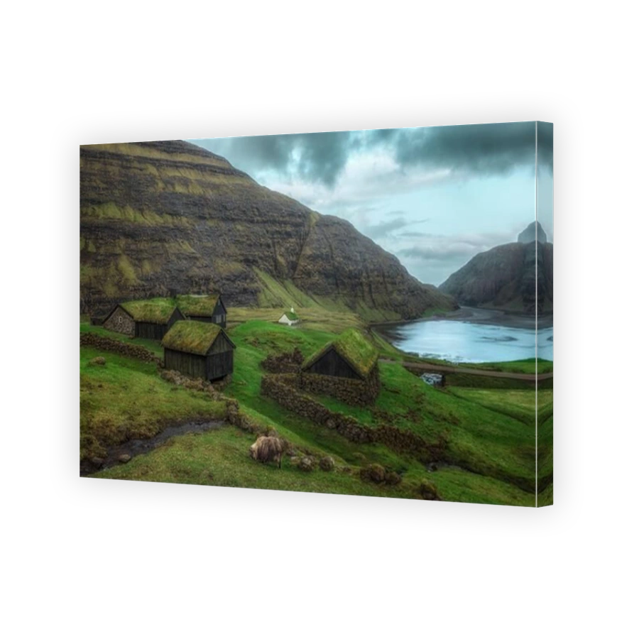 Saksun is a raditional Faroese village with turf houses on the Streymoy island in Faroe Islands