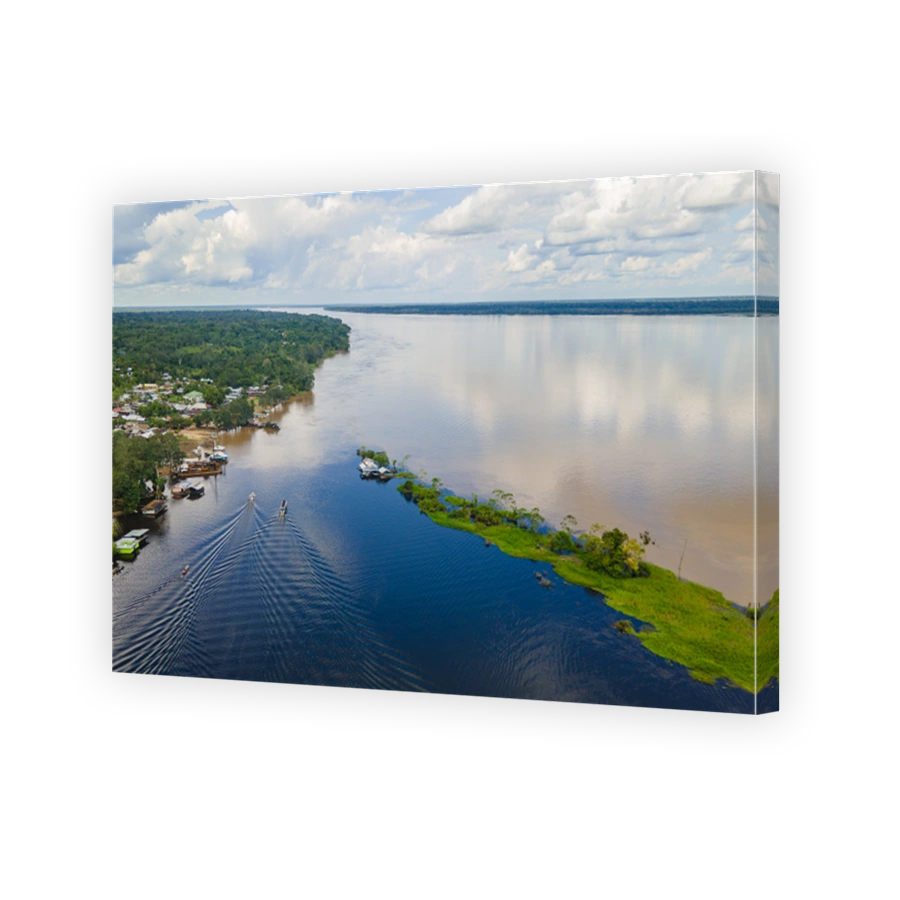 Aerial View of the Amazon River in Leticia, Colombia