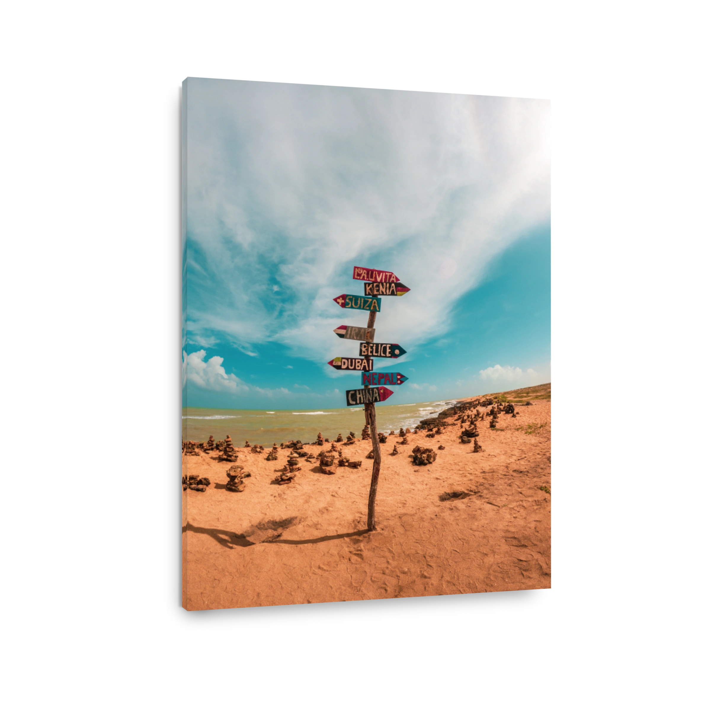 Directional Signpost at La Guajira Beach, Colombia