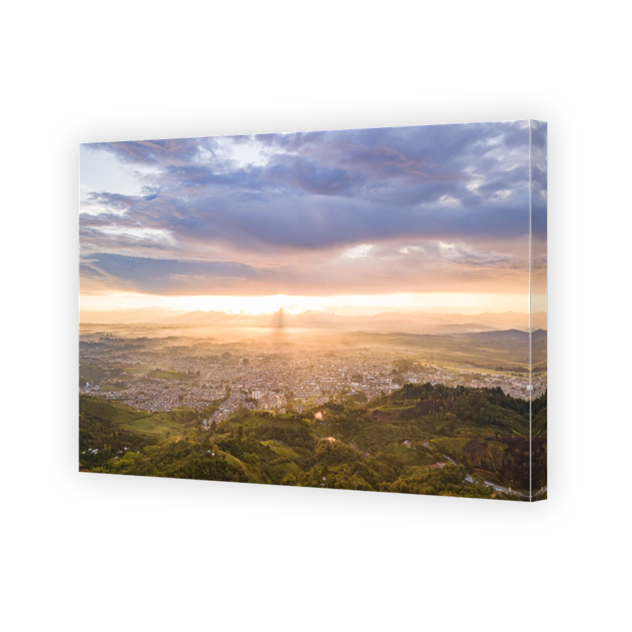 Aerial View of Popayan at Sunset