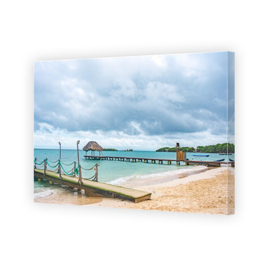 Tropical Beach with Pier in Rosario Islands