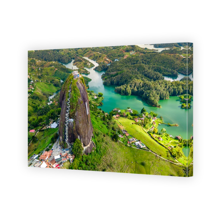 Aerial View of El Peñol Rock in Guatape