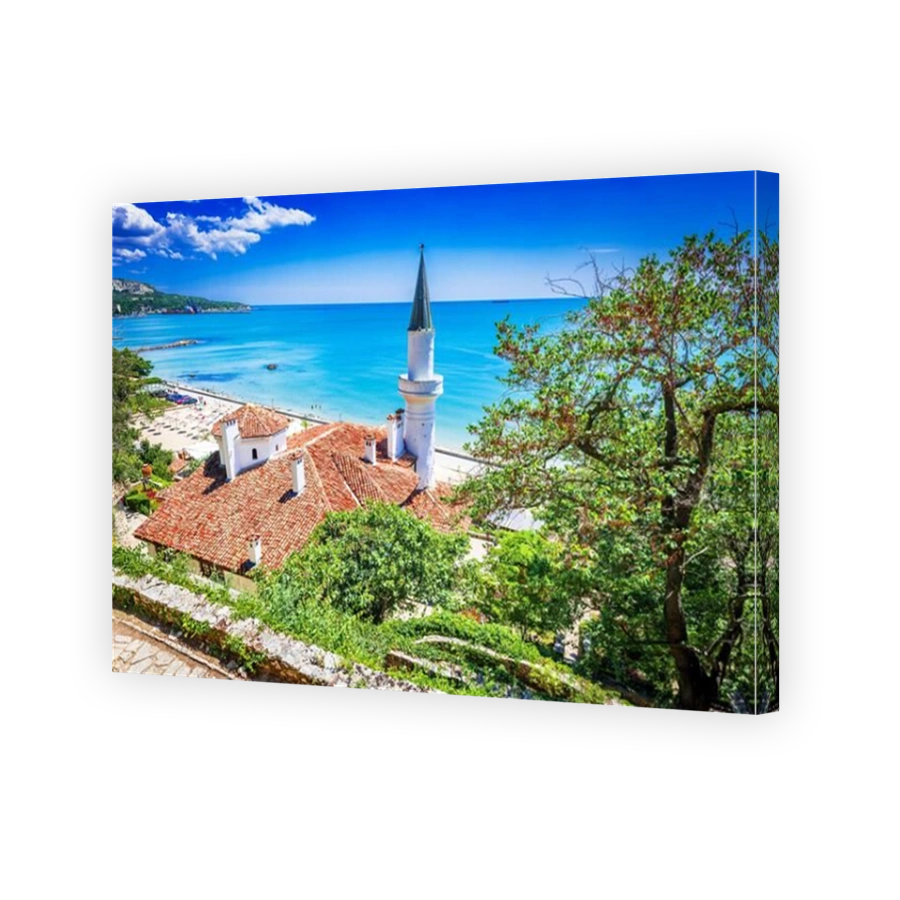 Balchik, Bulgaria. Balchik Palace of Romanian Queen Marie at Bulgarian Black Sea coastline, Southern Dobruja