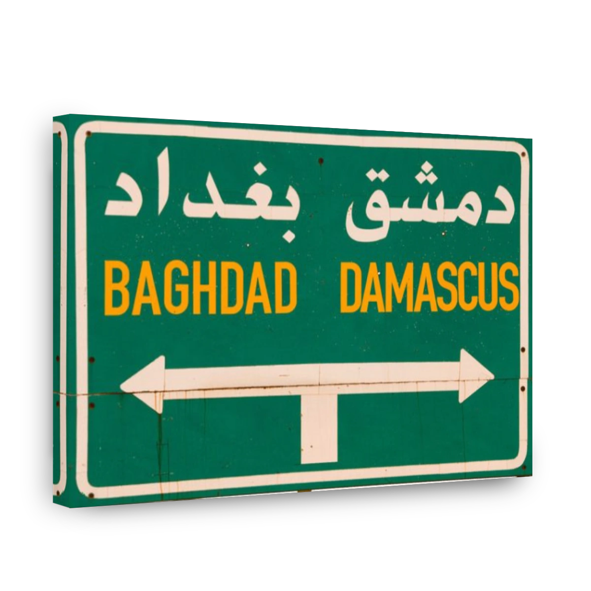 Damascus Bagdad Iraq Syria Road traffic Sign