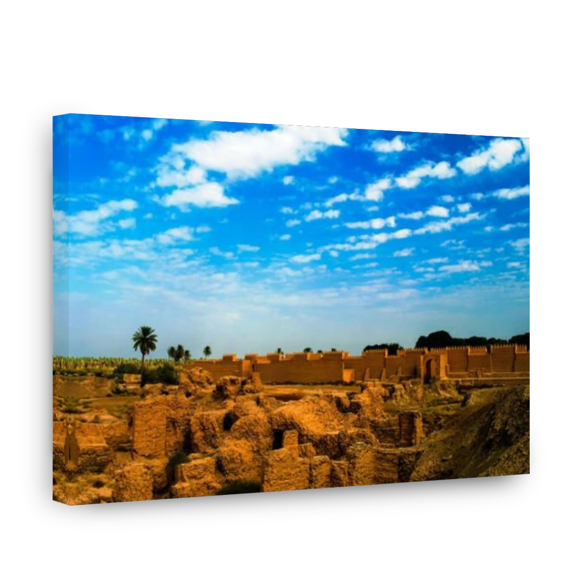 Panorama of partially restored Babylon ruins, Hillah, Iraq
