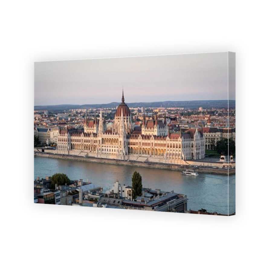 Hungarian Parliament building at sunset in Budapest, Hungary.