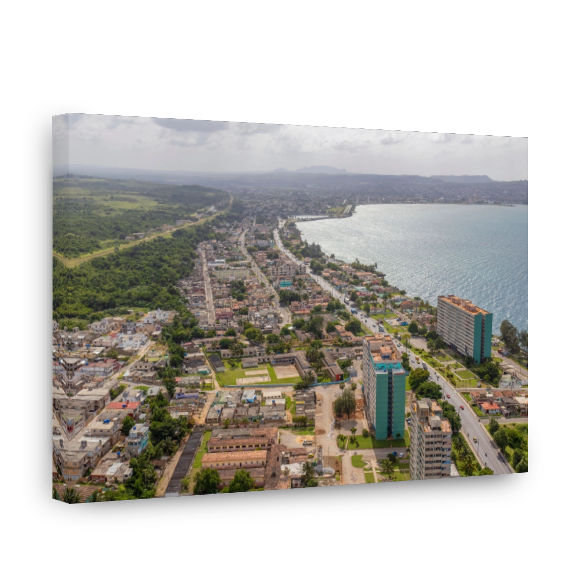 Aerial shot of the buildings and the sea, Matanzas, Cuba