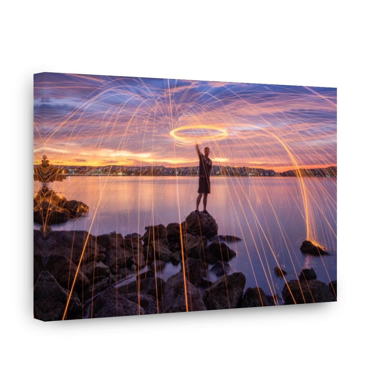 Vibrant steel wool display at sunset in Matanzas Bay. Cuba.