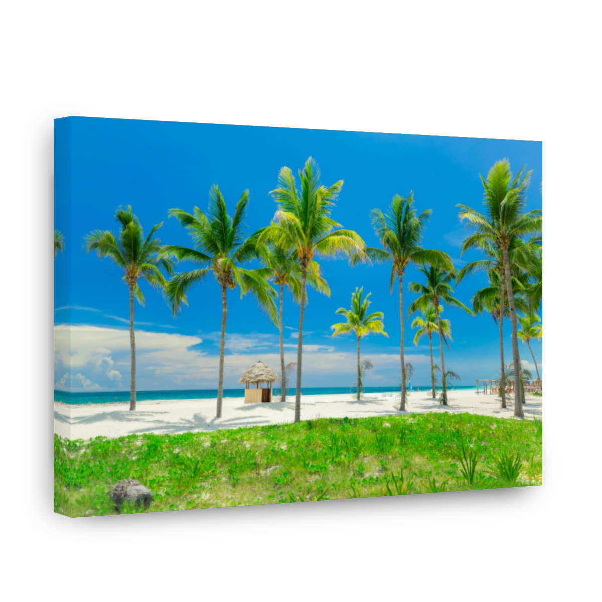 beautiful inviting tropical white sand beach and ocean on sunny day at Cuban Cayo coco island