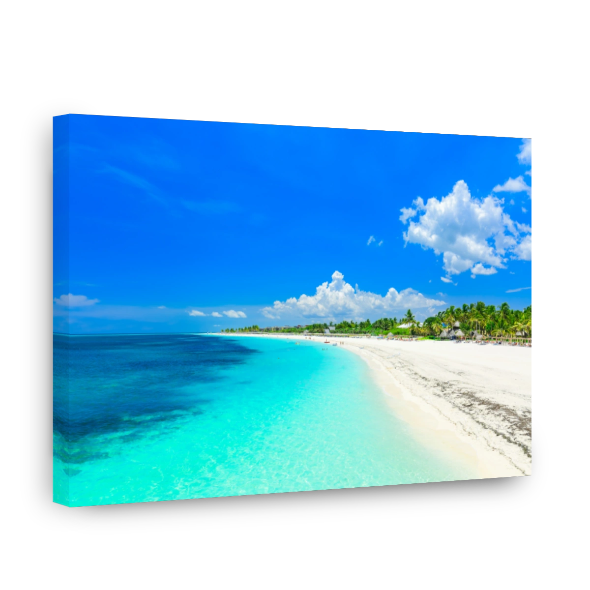 amazing inviting view of a tropical white sand beach and tranquil turquoise ocean at Cayo Coco island, Cuba
