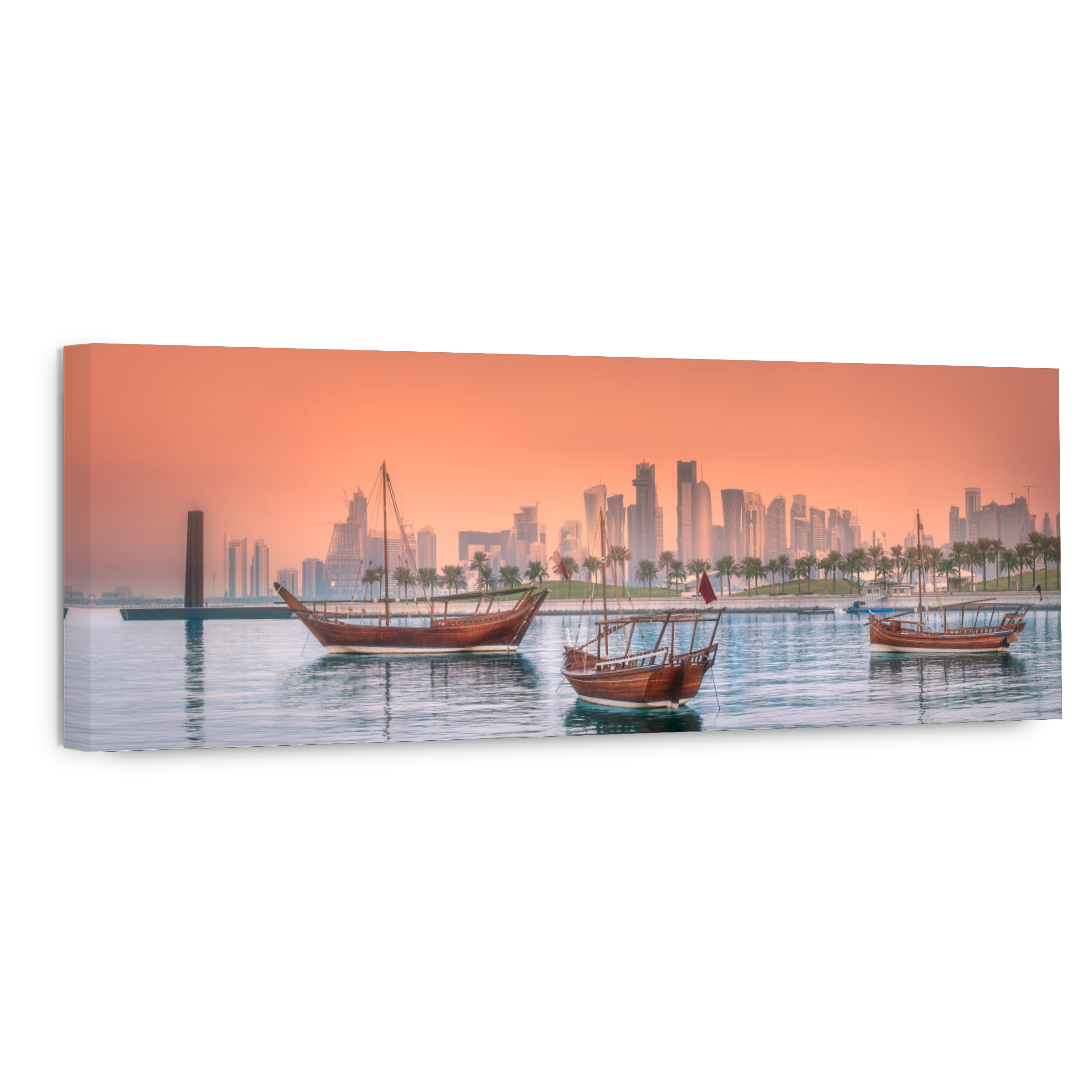 Traditional Arabic Dhow boats in Doha harbour
