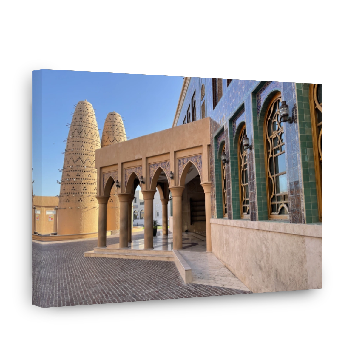 DOHA, QATAR - FEB 28, 2020: Katara Mosque in Katara Cultural Village, popular touristic destination in Doha, Qatar