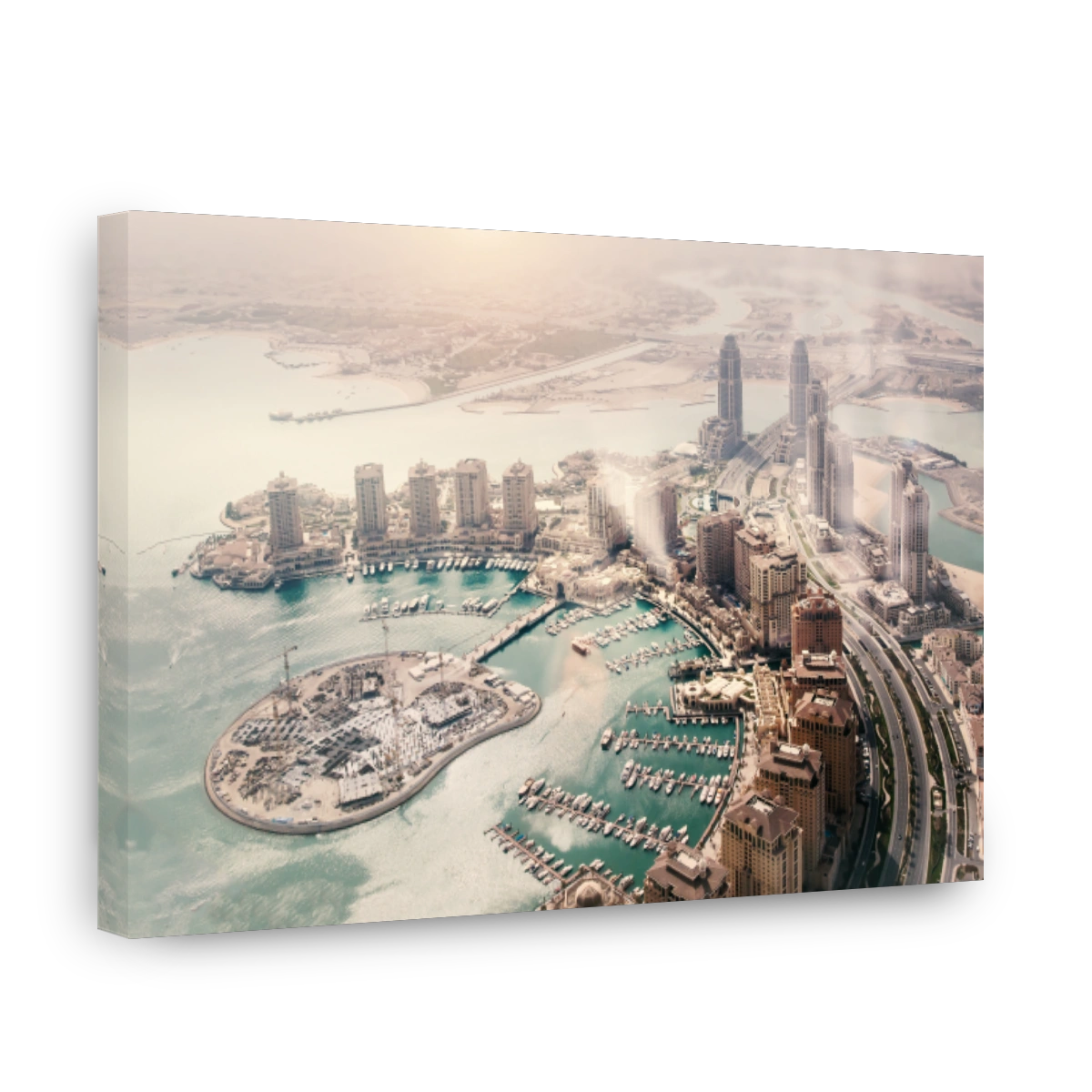 Doha, the capital of the state of Qatar. View from the airplane