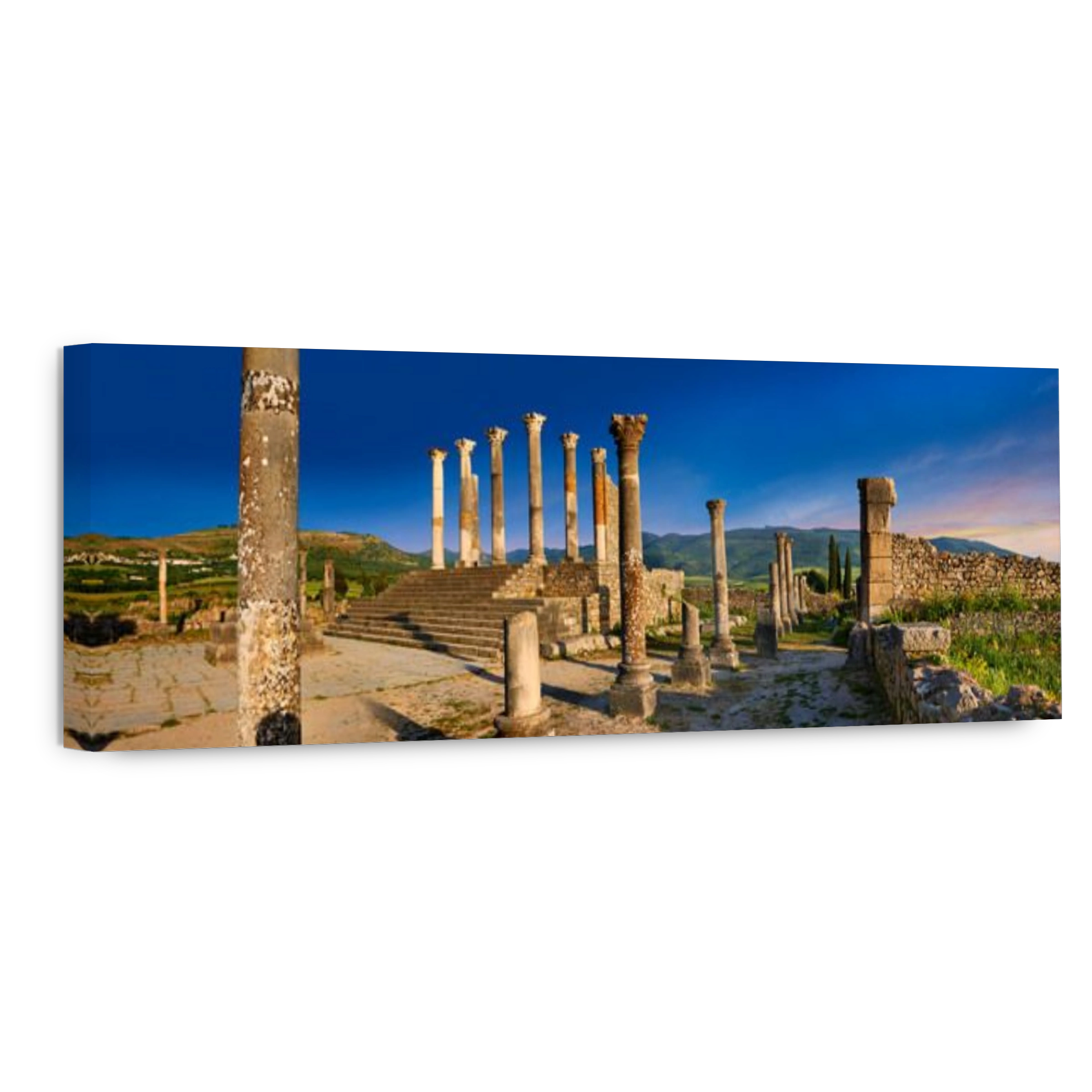 The Corinthian columns of Capitoline Temple, Volubilis Archaeological Site, near Meknes, Morocco