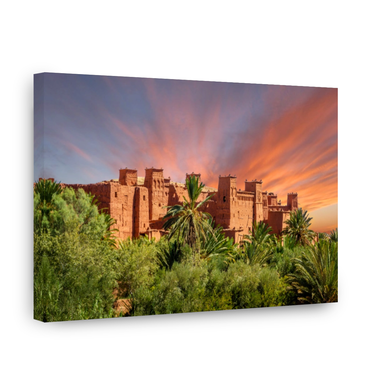 Kasbah Ait Ben Haddou in the desert near Atlas Mountains at sunset, Morocco