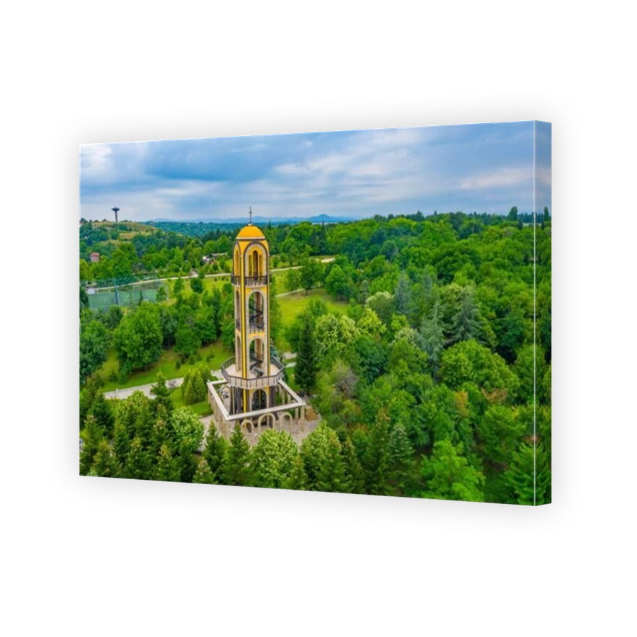 Bell tower at the monument of the Holy Mother of God in Haskovo, Bulgaria