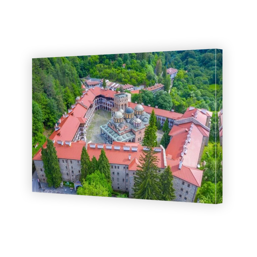 Aerial view of Rila monastery in Bulgaria