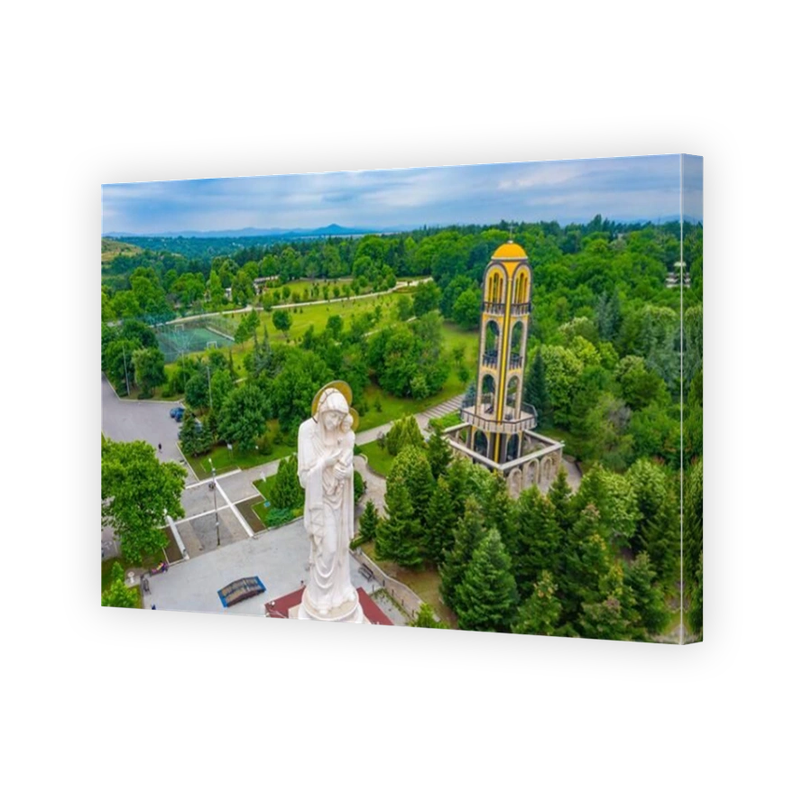 Bell tower at the monument of the Holy Mother of God in Haskovo, Bulgaria