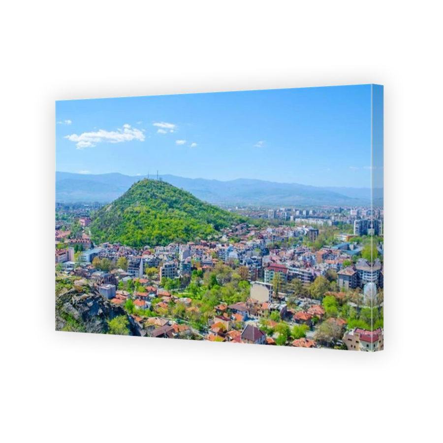 aerial view of bulgarian city plovdiv, which is famous for its old town and relics from ancient rome. because of its cultural heritage it became europ